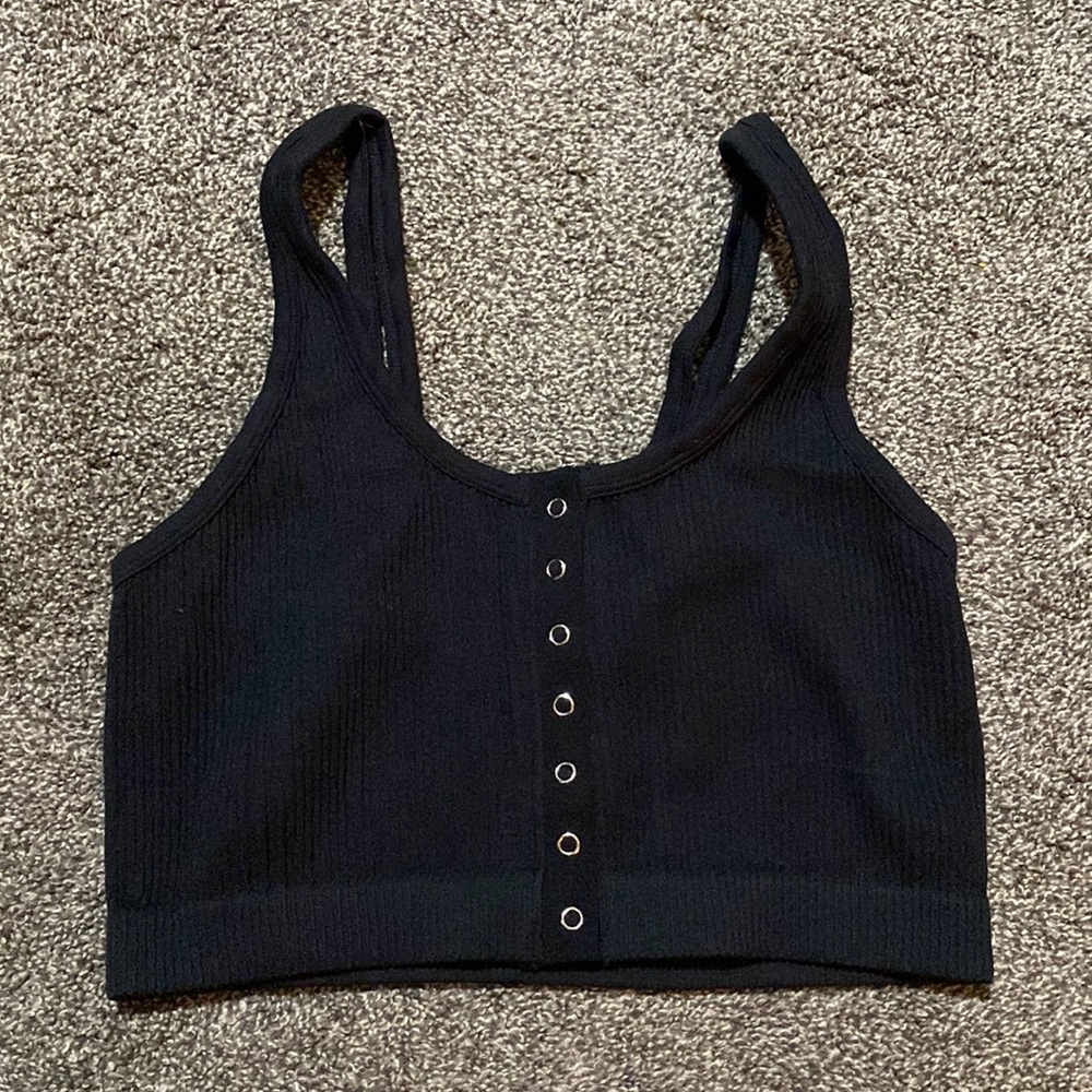Aerie Seamless Snap Black Bralette
